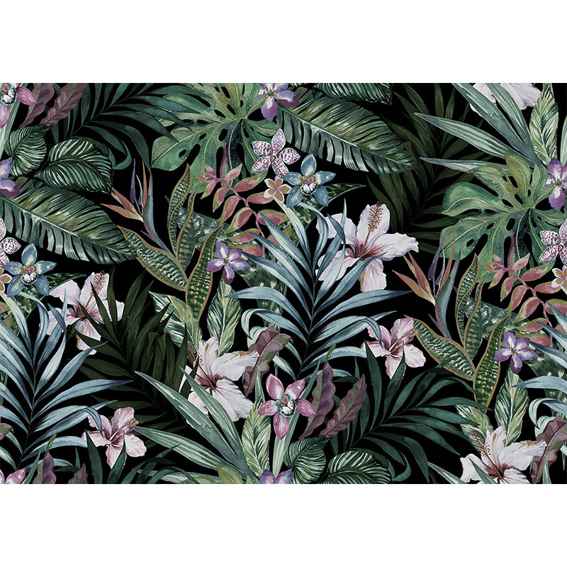 Soft Color Leaves Mural Decal Botanical Tropical Washable Wall Covering for Kitchen