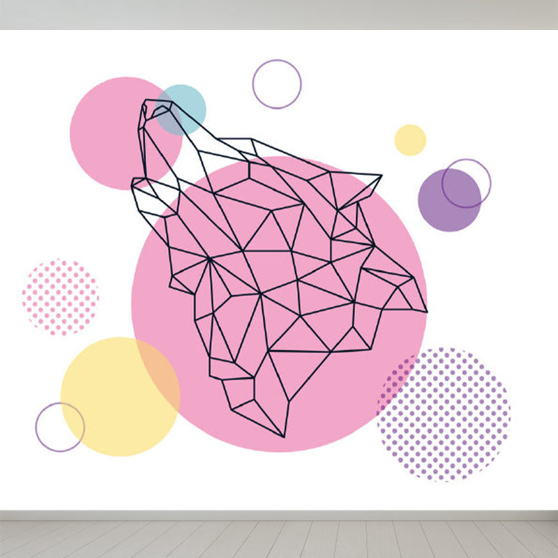 Pink Contemporary Wall Mural Great Geometric Pattern Wall Covering for Guest Room