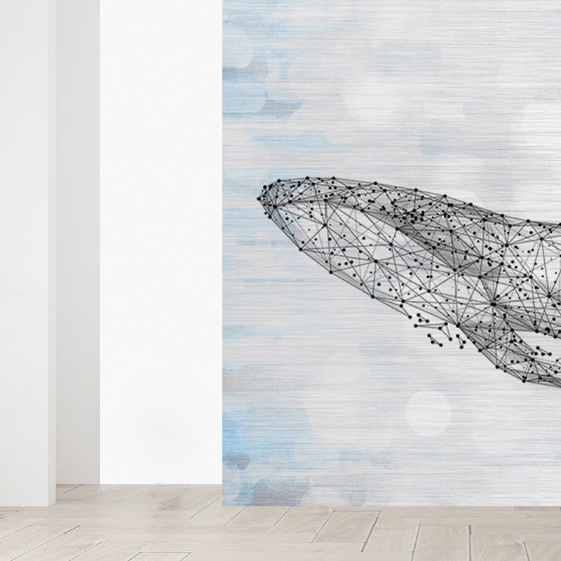 Whale Wallpaper Mural Cartoon Moisture Resistant Kids Bedroom Wall Decor, Personalized Size