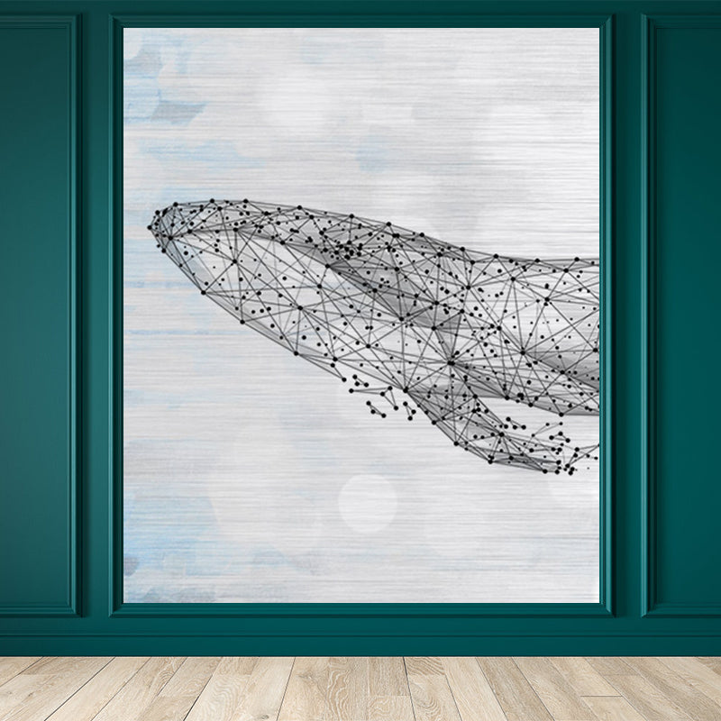 Whale Wallpaper Mural Cartoon Moisture Resistant Kids Bedroom Wall Decor, Personalized Size
