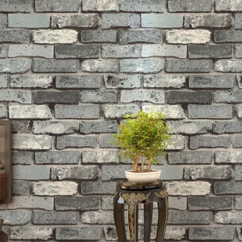 Steampunk Brickwork Wallpaper PVC Stain Resistant Dark Color Wall Covering for Home