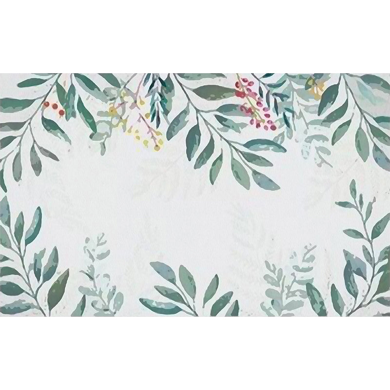 Light Color Flower Branch Mural Moisture Resistant Contemporary Bathroom Wall Art