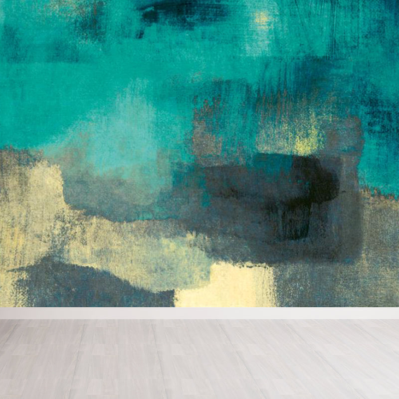 Modern Abstract Hand-Print Mural Green Waterproofing Wall Art for House Interior