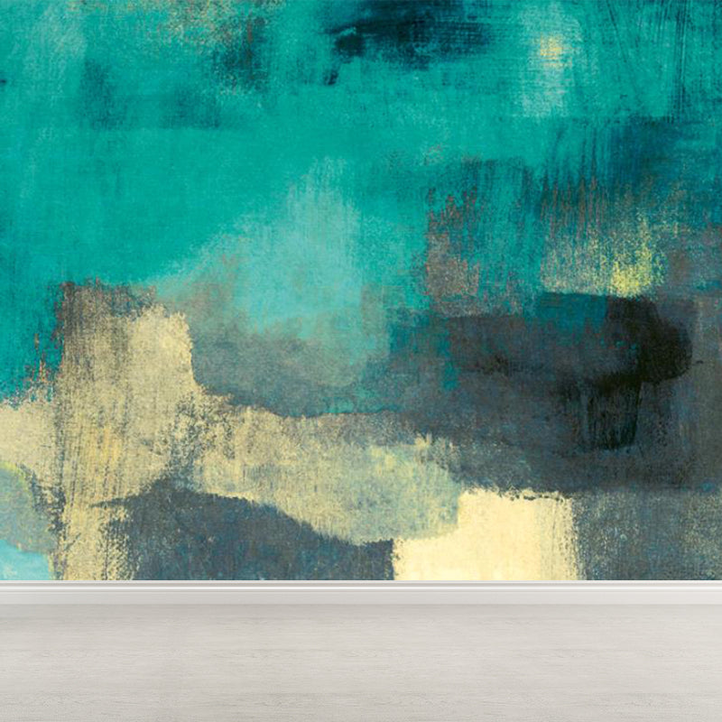 Modern Abstract Hand-Print Mural Green Waterproofing Wall Art for House Interior