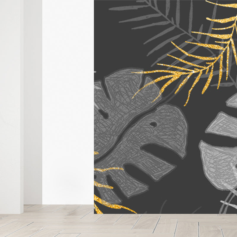 Tropical Style Leaves Mural Wallpaper Light Color Natural Botanical Wall Covering