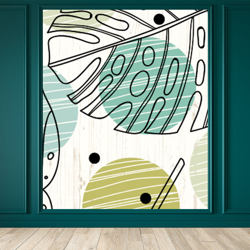 Tropical Style Leaves Mural Wallpaper Light Color Natural Botanical Wall Covering