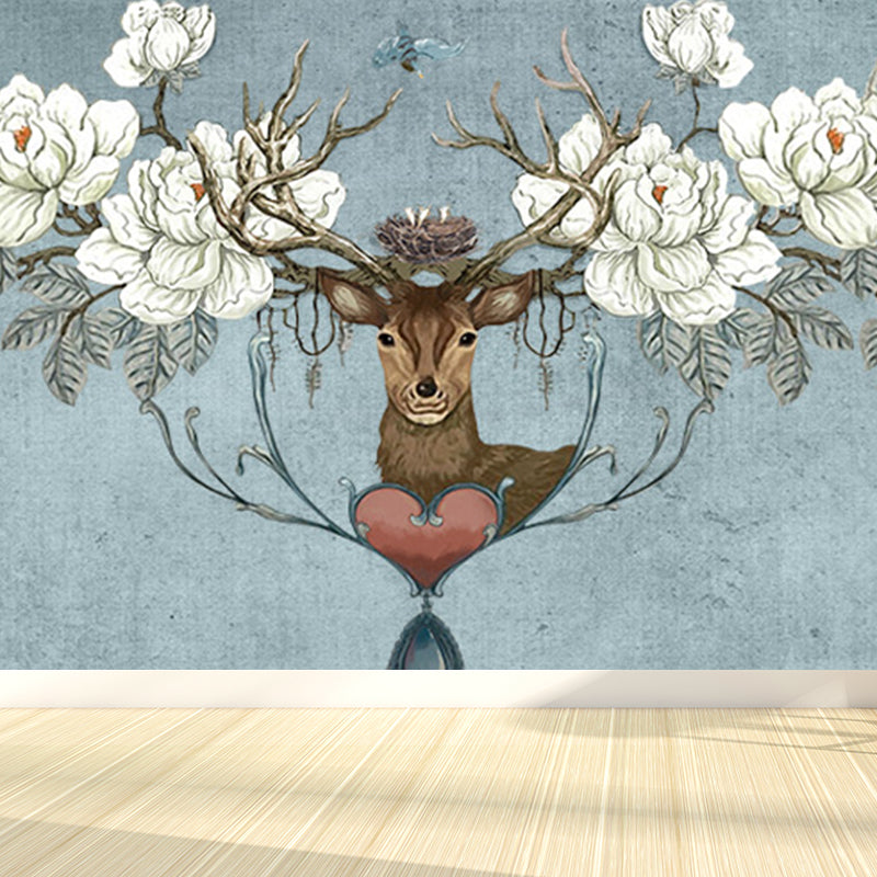 Stain Resistant Reindeer Mural Non-Woven Texture Modern Wall Decor for Girls Room