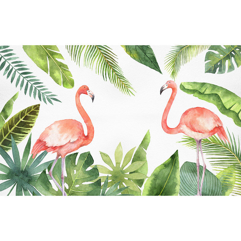 Tropix Flamingo and Plant Mural Light Color Stain Resistant Wall Art for Bedroom
