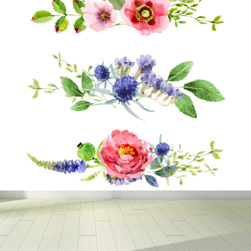 Pink Contemporary Mural Wallpaper Huge Flower Printed Wall Decor for Living Room