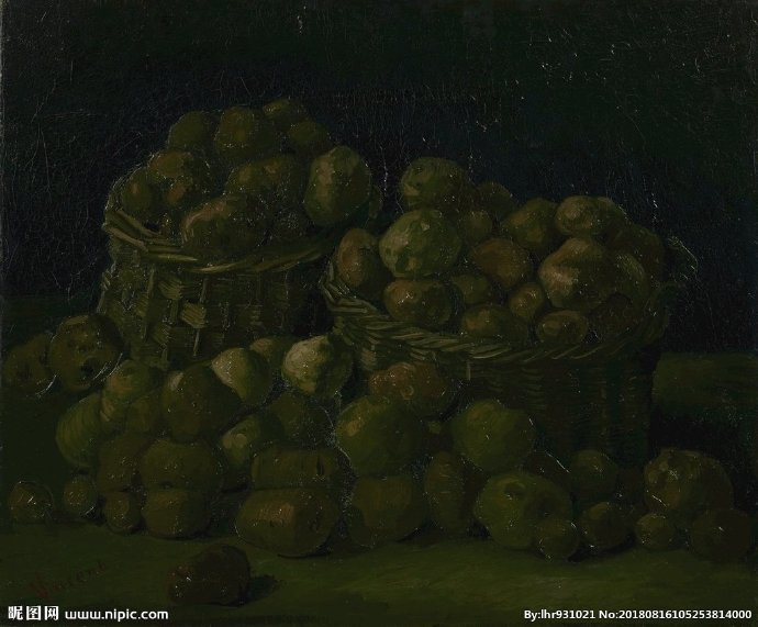 Modern Style Teenagers Mural Decal Plentiful Fruits and Baskets Black Wall Covering