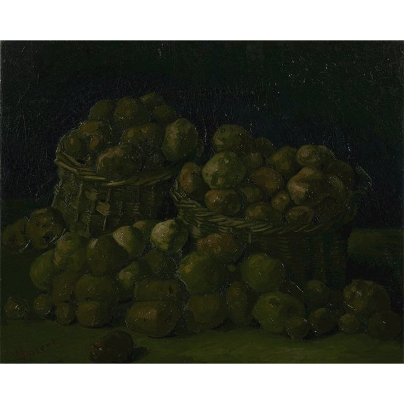 Modern Style Teenagers Mural Decal Plentiful Fruits and Baskets Black Wall Covering