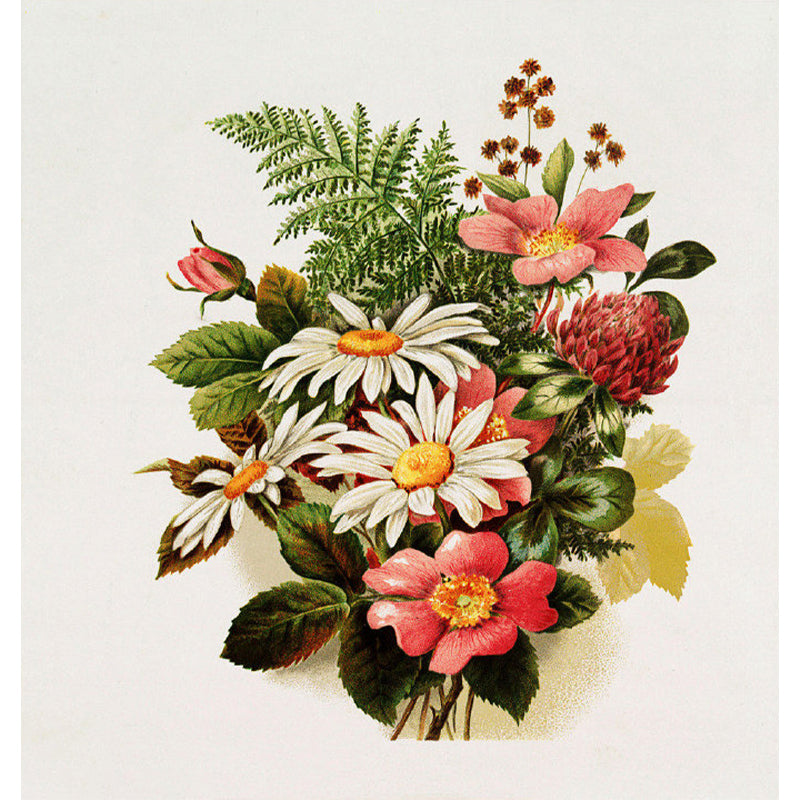 Green Modern Mural Wallpaper Huge Pretty Flower Bouquet Wall Decor for Dining Room