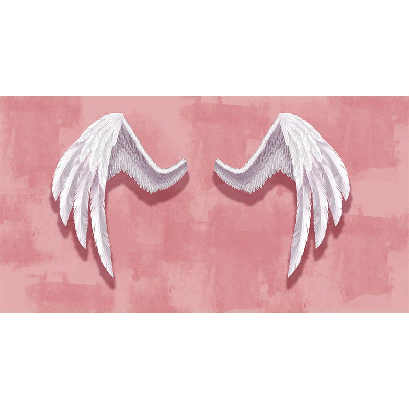Huge Wing Mural Wallpaper Moisture Resistant Modern Girls Bedroom Wall Art in Pastel Color