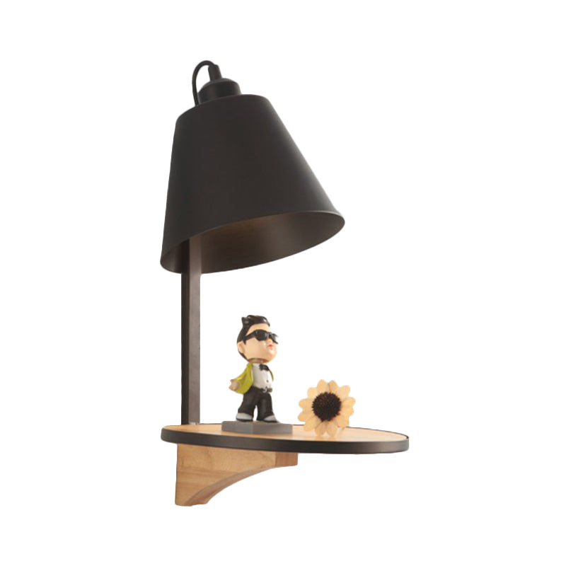 Lampada con pale sconde a parete con diica bianca/grigia Lampada a parete in metallo a 1 luce con sostenitore del legno