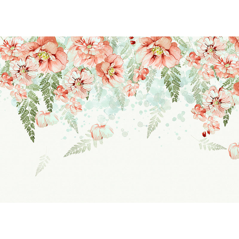 Blossoming Wall Paper Mural in Orange Modern Stylish Wall Covering for Accent Wall