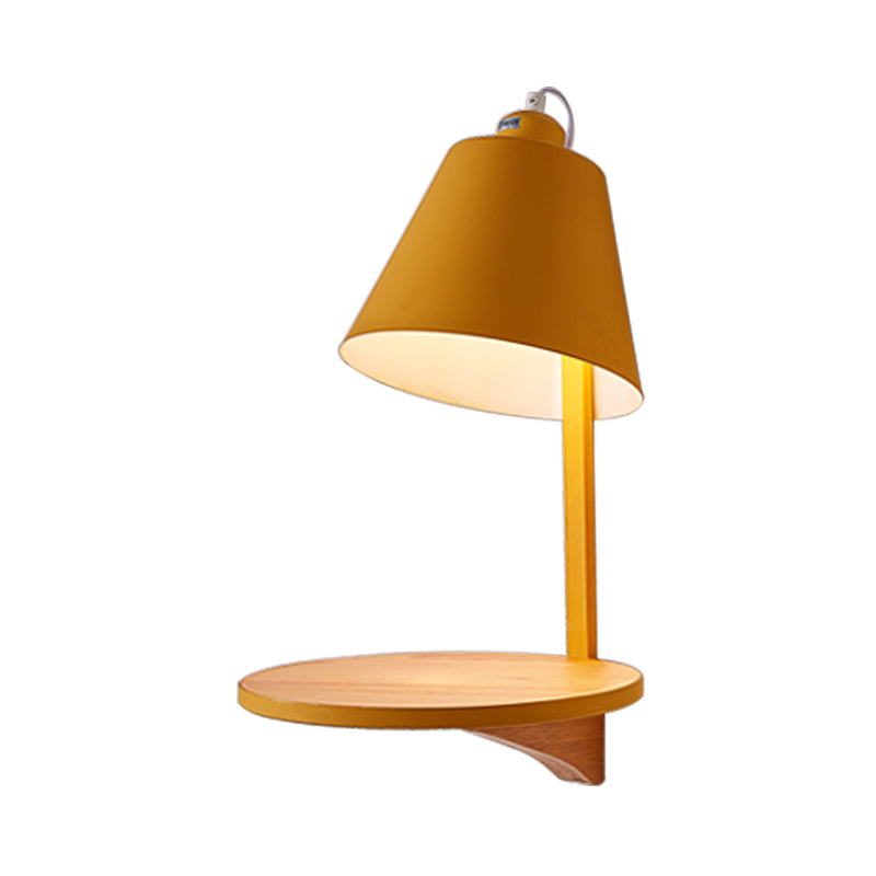 Lámpara de pared de la pared de sombra blanca/gris Estilo nórdico de metal de 1 luces con seguidores de madera