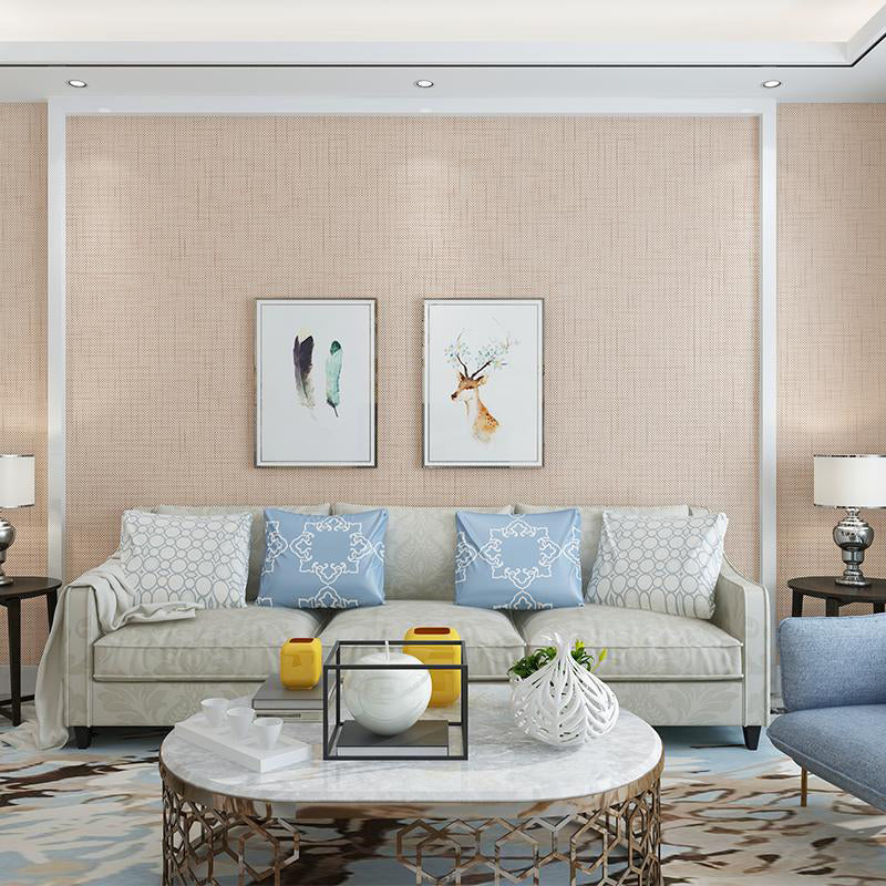 Non-Woven Weave Pastel Wallpaper Simple Solid Wall Art for Living Room, 54.2-sq ft