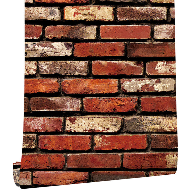 Aged Brick Look Wallpaper Roll Peel and Stick Industrial House Interior Wall Decor, 29.1-sq ft