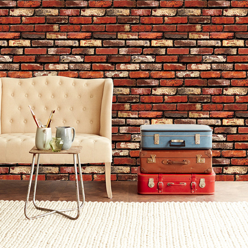 Fake Bricks Wallpaper Roll Stain Resistant Cyberpunk Living Room Wall Decor, 33' x 17.5"
