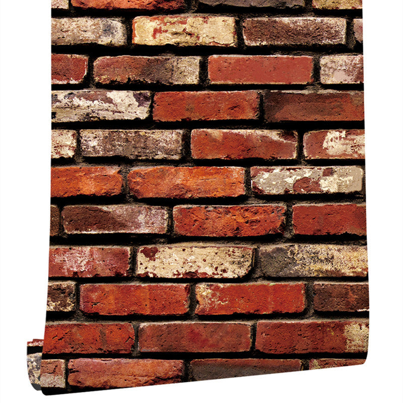 Fake Bricks Wallpaper Roll Stain Resistant Cyberpunk Living Room Wall Decor, 33' x 17.5"