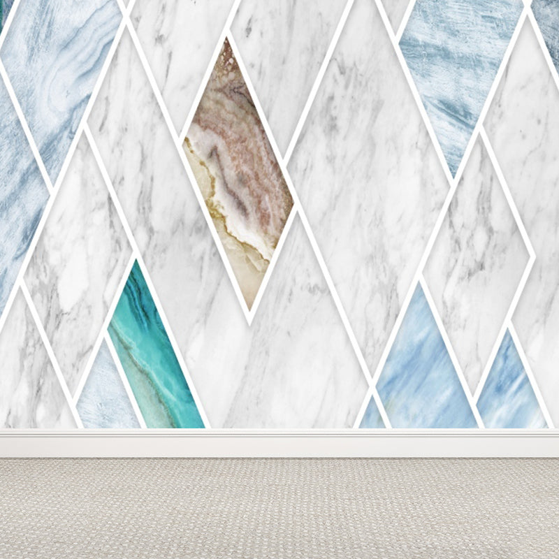 Giant Modern Style Mural Wallpaper in White Harlequin Pattern Wall Art, Made to Measure