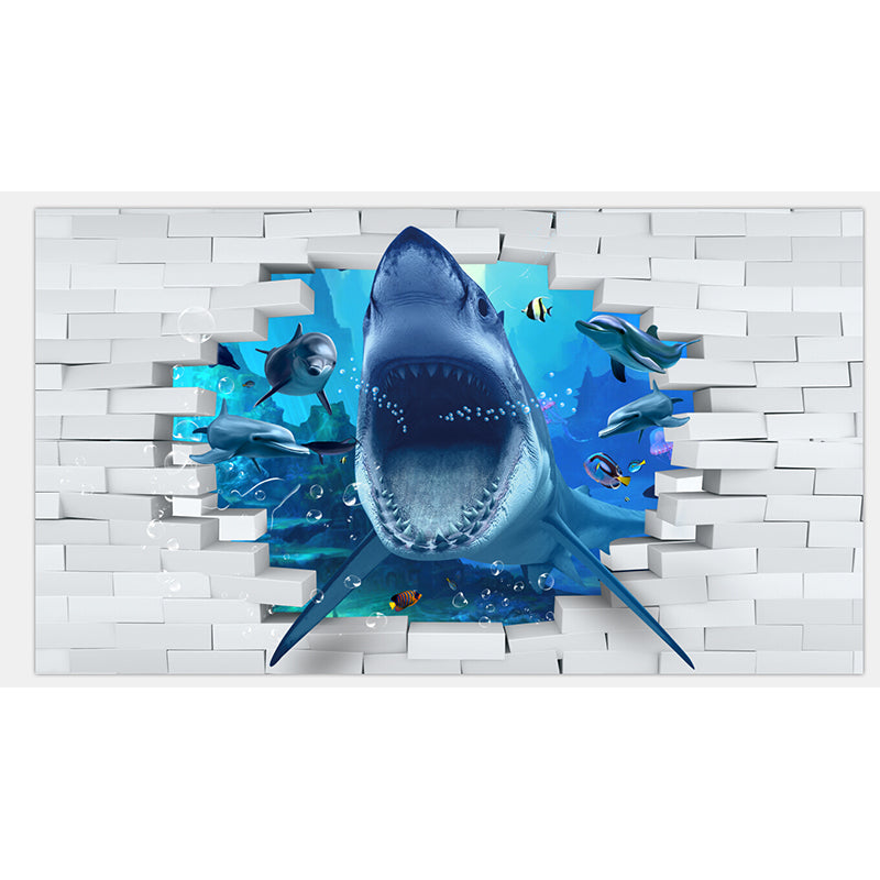 Diverting Underwater Dolphin Wall Mural Children's Art Non-Woven Material Wall Covering
