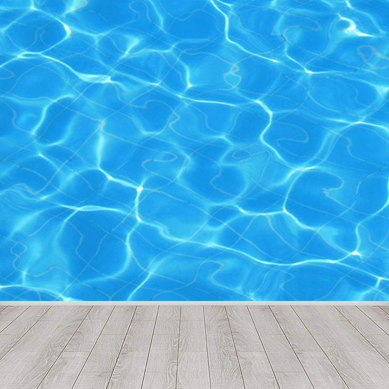 Kids Style Sparkling Brine Mural Blue Waterproofing Wall Decor for Children Bedroom