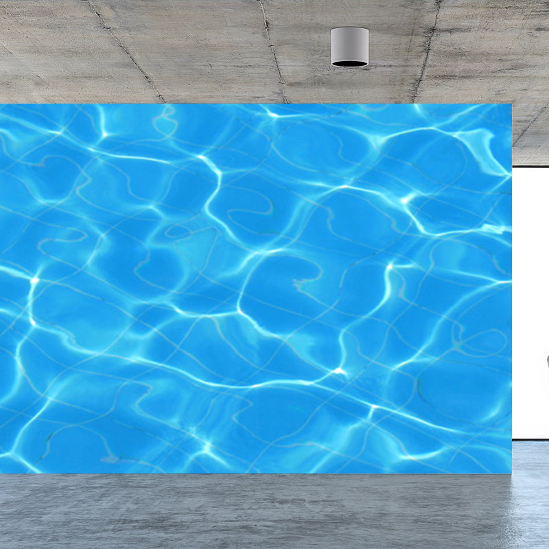 Kids Style Sparkling Brine Mural Blue Waterproofing Wall Decor for Children Bedroom