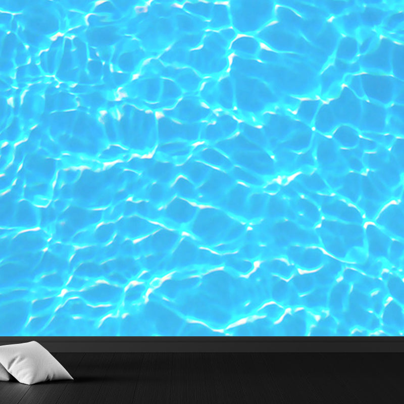 Kids Style Sparkling Brine Mural Blue Waterproofing Wall Decor for Children Bedroom