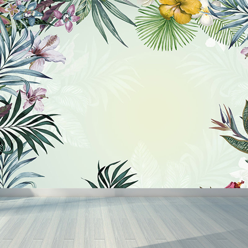 Tropical Teenagers Mural Decal Natural Botanical Scenery Pastel Color Wall Decor