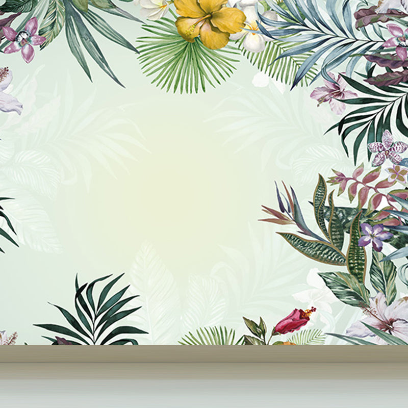 Tropical Teenagers Mural Decal Natural Botanical Scenery Pastel Color Wall Decor