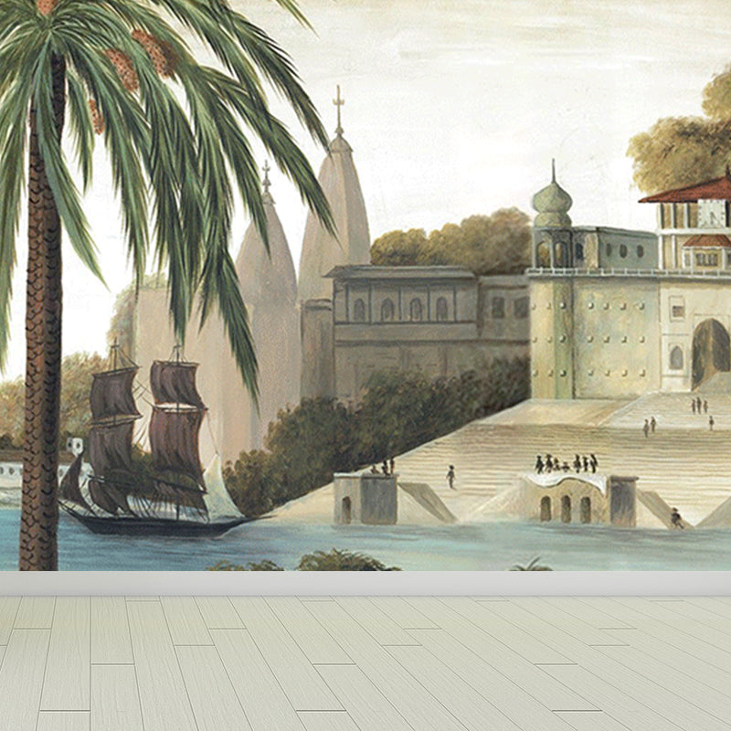 Tropical Teenagers Mural Decal Natural Botanical Scenery Pastel Color Wall Decor