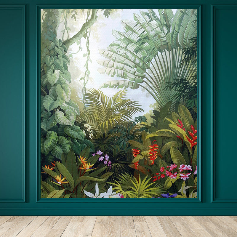 Tropical Teenagers Mural Decal Natural Botanical Scenery Pastel Color Wall Decor