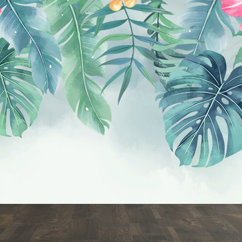 Papier peint Mural Tropical couleur Pastel, énormes feuilles de palmier, décoration murale pour salon
