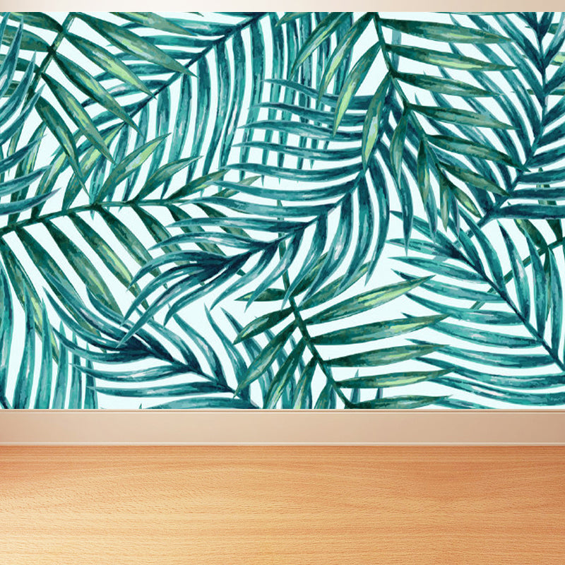 Green Leaves Mural Wallpaper Botanical Tropical Washable Wall Covering for Kitchen
