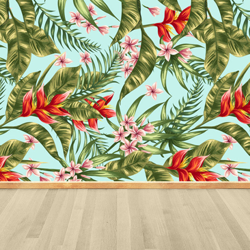 Waterproof Flowers and Leaves Mural Modern Non-Woven Wall Art, Custom Size Available