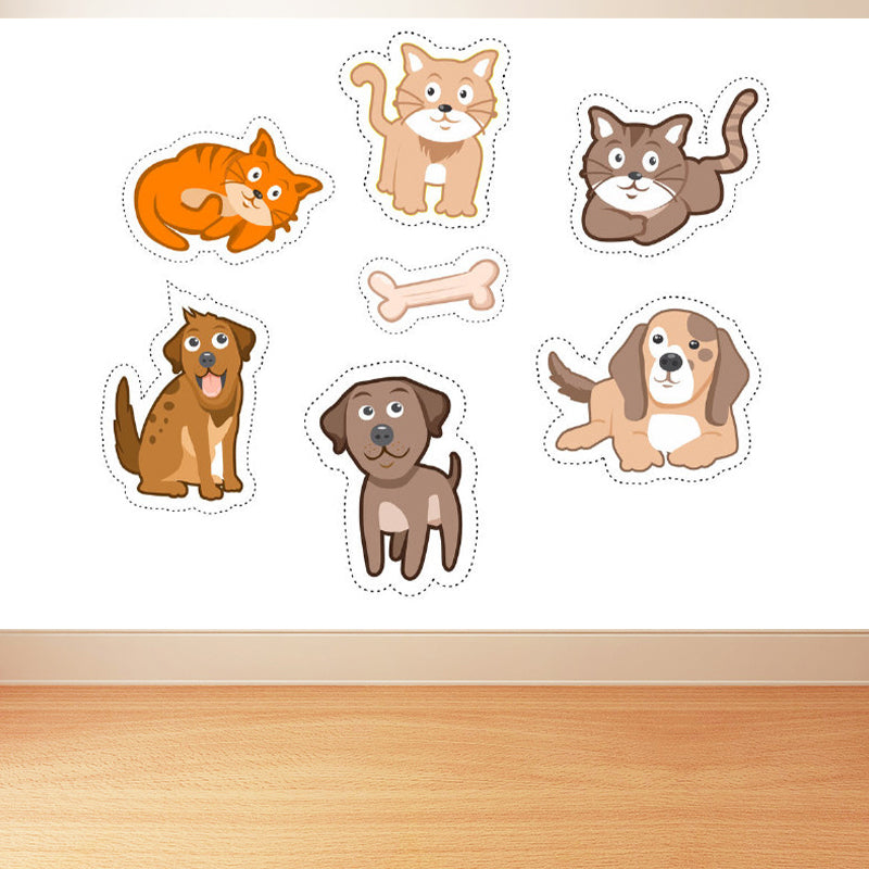 Intelligent Cat and Dog Mural Decal for Dining Domestic Animals Wall Art, Personalize