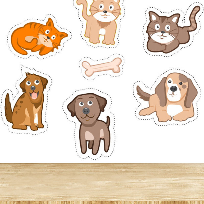 Intelligent Cat and Dog Mural Decal for Dining Domestic Animals Wall Art, Personalize