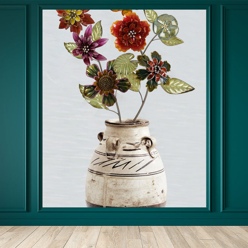 Stain Resistant Flower Arrangement Mural Non-Woven Modern Wall Decor for Girls Room