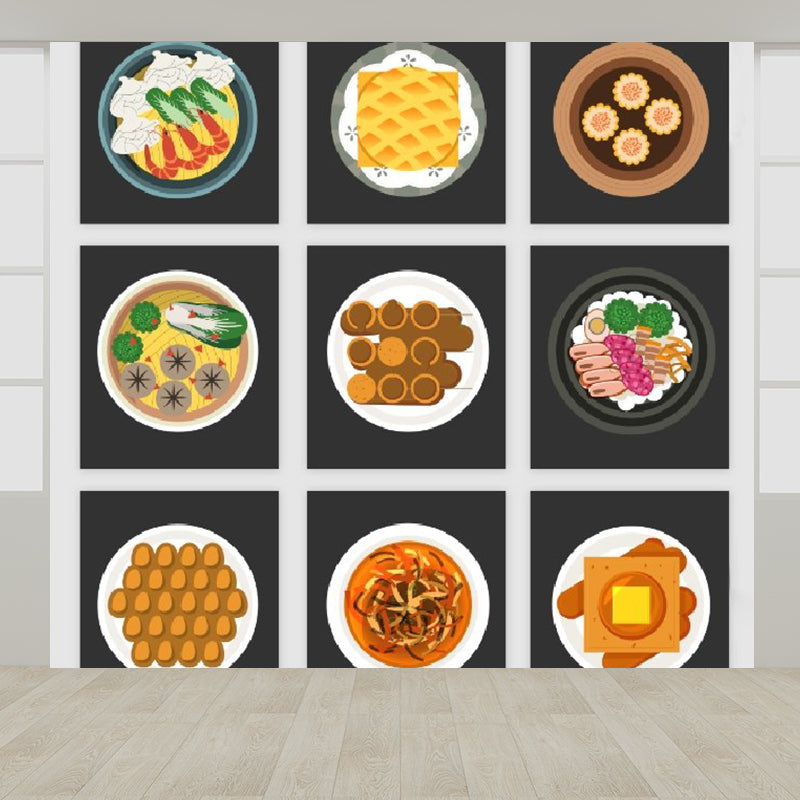 Modern Tasty Dishes Mural Wallpaper Non-Woven Waterproof Orange Wall Art for Boys Room