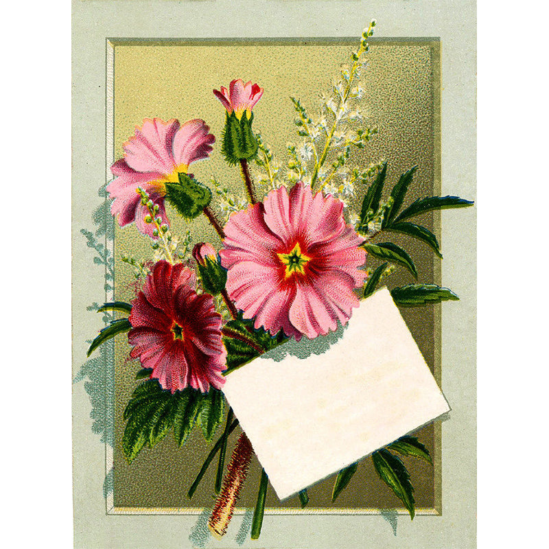 Stain-Proof Flower Print Mural Non-Woven Texture Modern Wall Decor for Guest Room