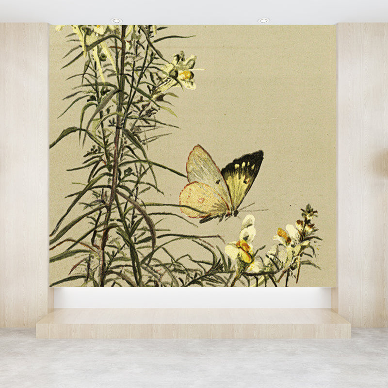 Extra Large Botanical Mural Brown Non-Woven Wall Art for Indoor Decor, Custom Printed