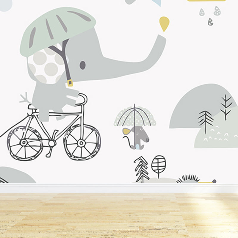 Autocollant Mural imprimé Animal de dessin animé, couleur Pastel, décoration murale résistante à l'humidité pour chambre d'enfant