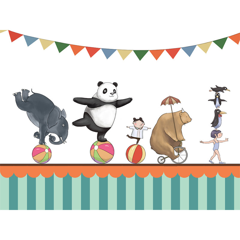 Large Cartoon Wall Mural Decal Soft Color Animal Pattern Wall Covering, Custom Made