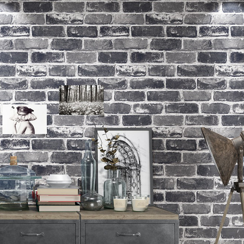 Industrial Brick Look Wallpaper Dark Color Moisture Resistant Wall Art for Kitchen