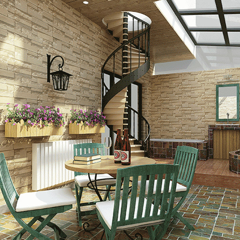 PVC Unpasted Wallpaper Roll Industrial Brick and Rock Print Wall Art for Dining Room