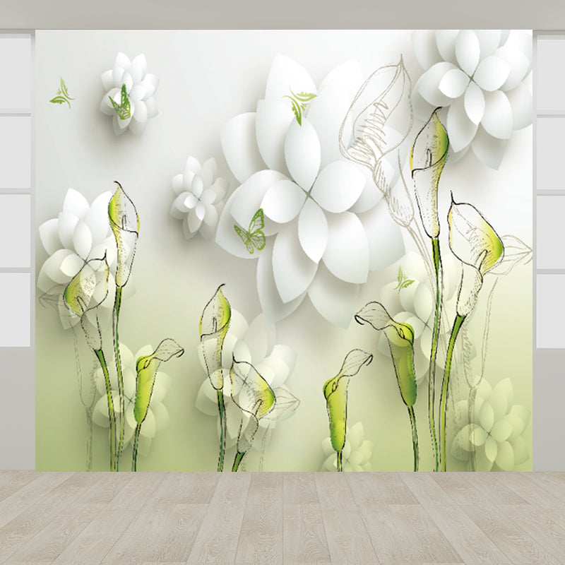 Illustration Flower and Butterfly Mural Whole Wall Decor for Girls Room, Custom Made