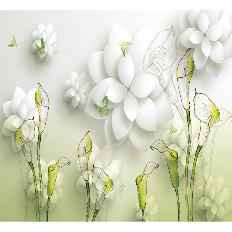 Illustration Flower and Butterfly Mural Whole Wall Decor for Girls Room, Custom Made