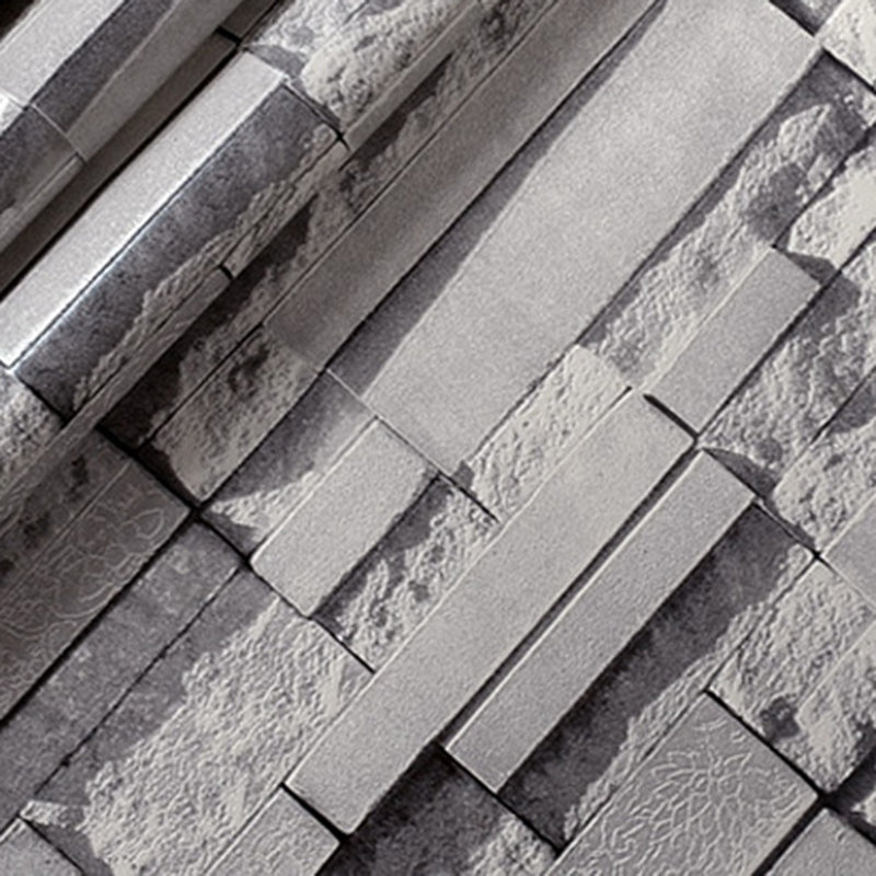 Rock and Brick Tile Wallpaper Roll Light Color Industrial Wall Art for Restaurant