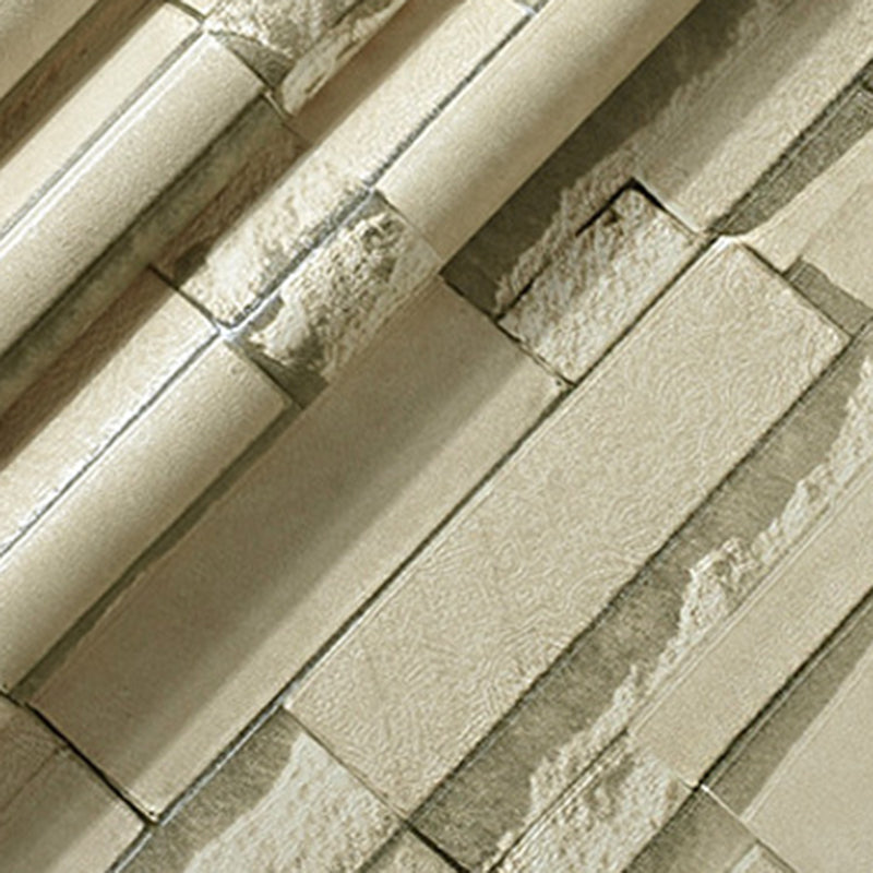 Rock and Brick Tile Wallpaper Roll Light Color Industrial Wall Art for Restaurant